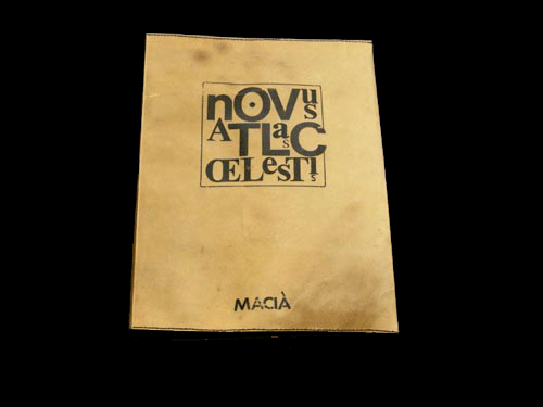 by Carlos Maci&agrave;.  Pencil, pen, ink, acrylic paint, transfer letters, water colors, and cut paper.  Bound with burlap and parchment.  One of a kind, 1992.